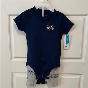 Carter's Baby Boy Navy Bodysuit with Gray Car Accents